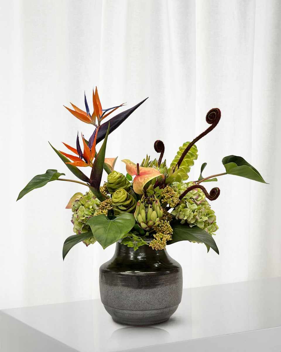 Mix Tropical 26" Faux Floral Arrangement in Terracotta Vase